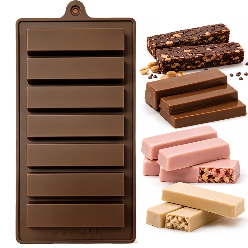 Protein Bar - 7-Fach-Silikon-Schokoladenform, lebensmittelecht, wiederverwendbar für DIY-Energieriegel, Proteinriegel,