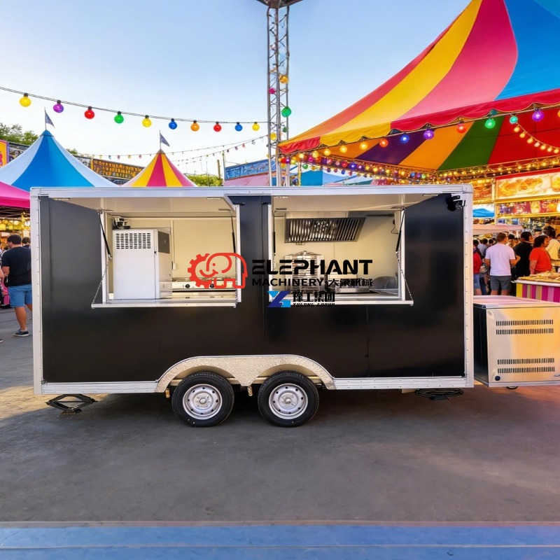 Food Snacks Catering - Multifunktionaler mobiler Imbisswagen aus Edelstahl, voll