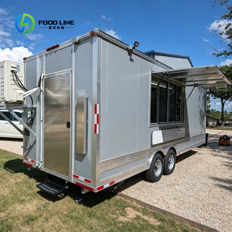 Food Snacks Drinks - Maßgefertigter Edelstahl-Food-Truck-Anhänger für Gewerbliche Nutzung, Großer